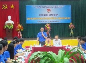 Đồng chí Bùi Quang Huy – Bí thư Trung ương Đoàn phát biểu tại Hội nghị.