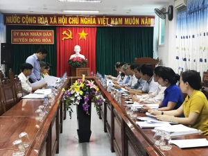 Quang cảnh Đoàn giám sát tại UBND huyện Đông Hòa.