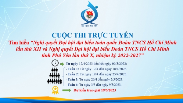 Triển khai Cuộc thi tìm hiểu “Nghị quyết Đại hội Đại biểu toàn quốc Đoàn TNCS Hồ Chí Minh lần thứ XII, Nghị quyết Đại hội đại biểu Đoàn TNCS Hồ Chí Minh tỉnh Phú Yên lần thứ X, nhiệm kỳ 2022-2027” 