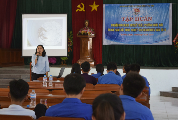 Trung tâm Giống và Kỹ thuật vật nuôi thuộc Sở NN-PTNT Phú Yên hướng dẫn kỹ thuật chăn nuôi gà thịt và kỹ thuật nuôi rắn mối cho đoàn viên, thanh niên nông thôn.