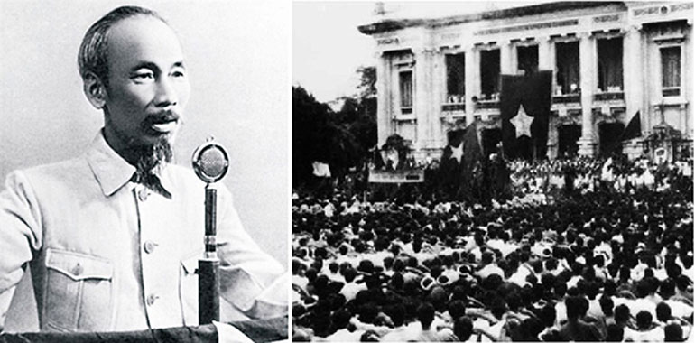 Chủ tịch Hồ Chí Minh đọc Tuyên ngôn Độc lập tại Quảng trường Ba Đình vào ngày 2/9/1945. Ảnh: TƯ LIỆU
