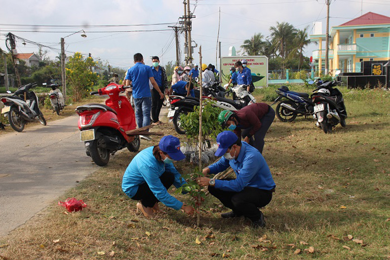 ĐVTN tham gia trồng cây xanh.