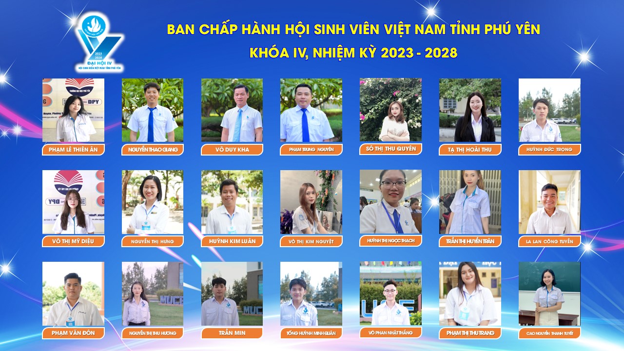 Danh sách Ban Chấp hành Hội Sinh viên Việt Nam tỉnh Phú Yên khóa IV, nhiệm kỳ 2023 - 2028