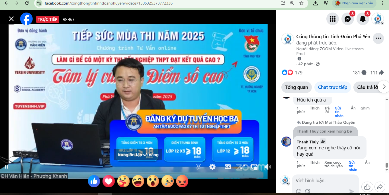 Phối hợp tổ chức Chương trình tư vấn tâm lý, sức khỏe mùa thi online, nằm trong chuỗi hoạt động “Tiếp Sức Mùa Thi năm 2025” cho học sinh THPT”